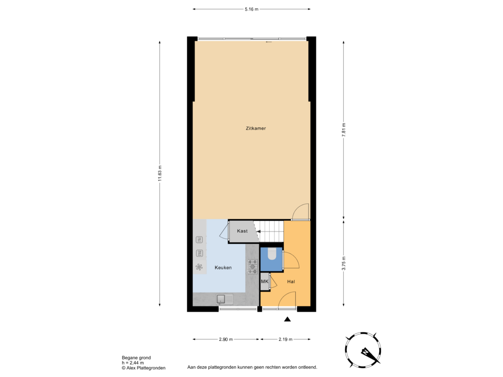 Bekijk plattegrond van Begane grond van Schellingstraat 35