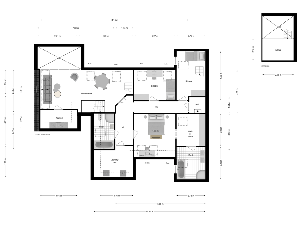 Bekijk plattegrond van 5e VERDIEPING van Herengracht 40-E