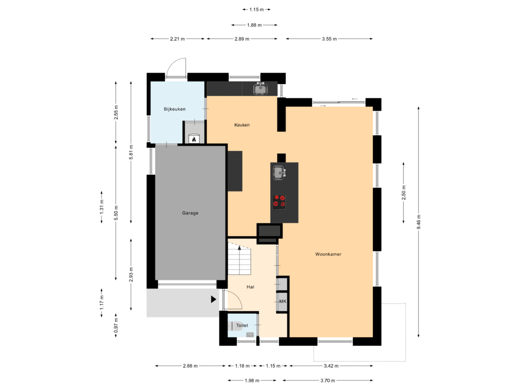 Bekijk plattegrond van Begane Grond van Bachstraat 10