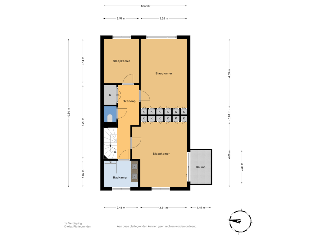 View floorplan of 1e Verdieping of Anemonenweg 36