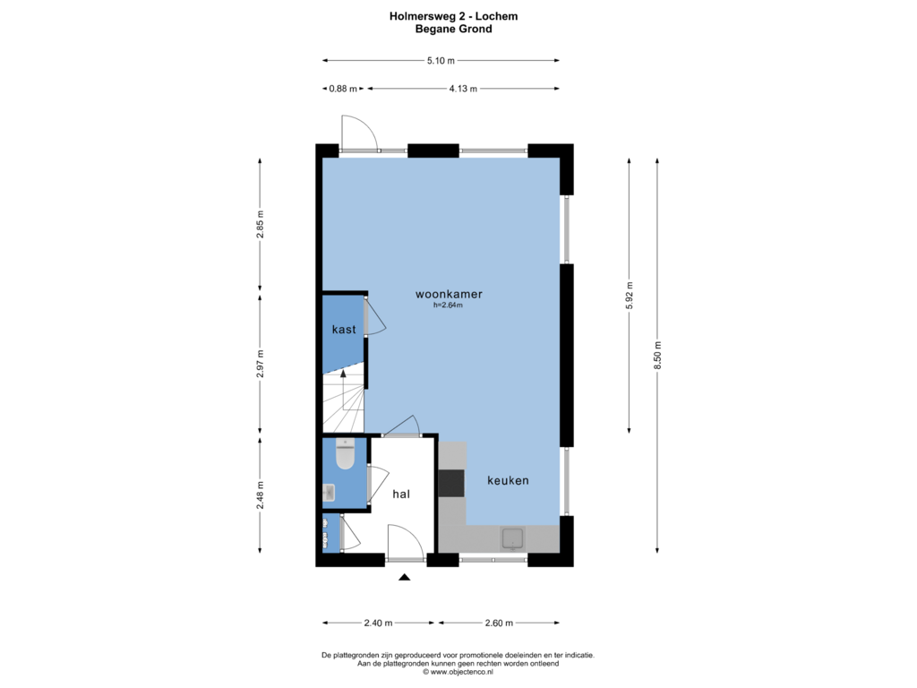 Bekijk plattegrond van Begane Grond van Holmersweg 2