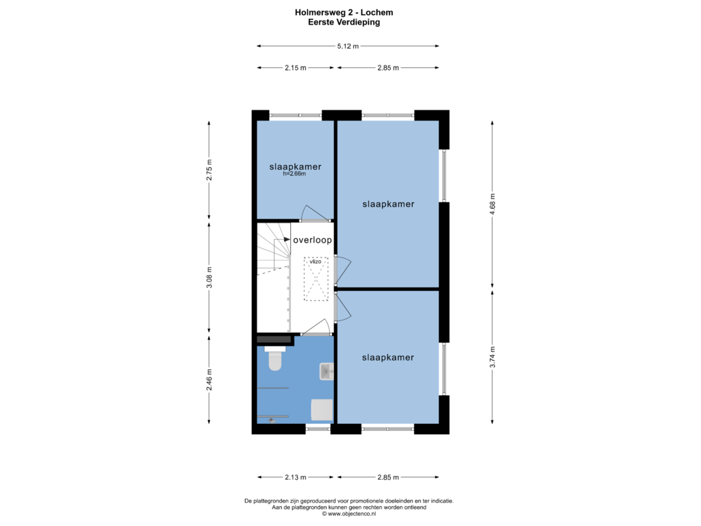 Bekijk plattegrond van Eerste Verdieping van Holmersweg 2