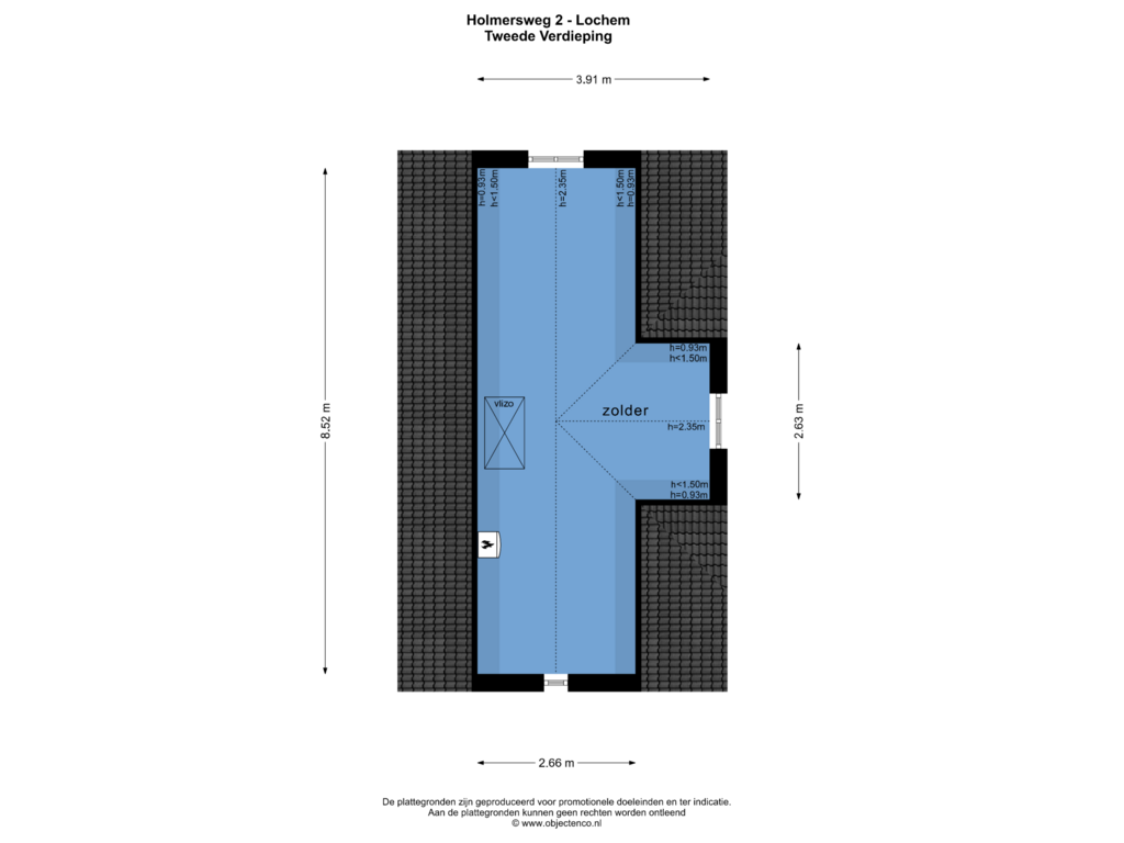 View floorplan of Tweede Verdieping of Holmersweg 2