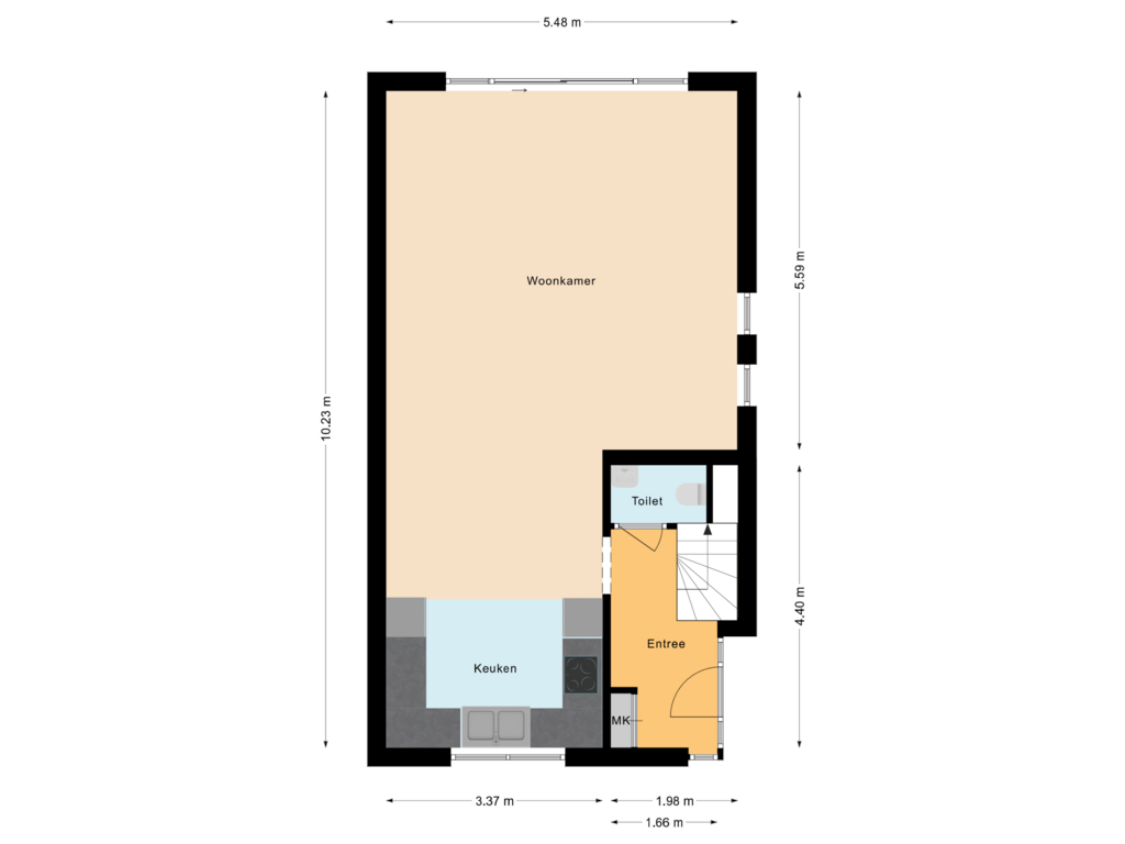 Bekijk plattegrond van Begane Grond van Sluispad 32-A