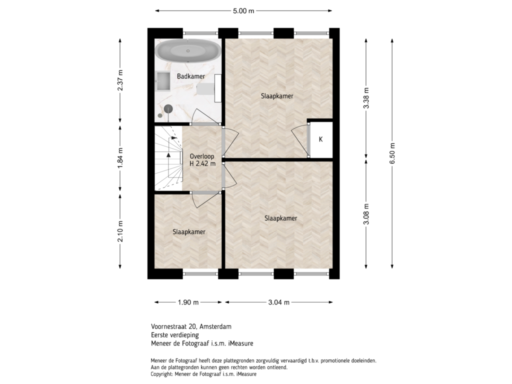 Bekijk plattegrond van 1e verdieping van Voornestraat 20