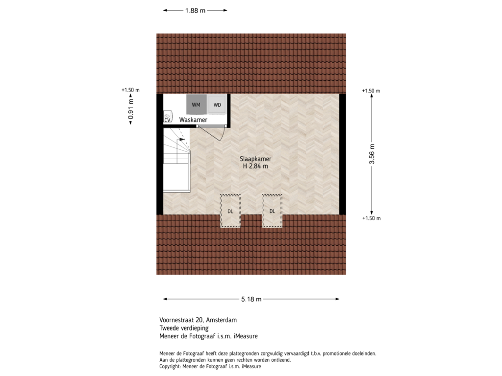 Bekijk plattegrond van 2e verdieping van Voornestraat 20