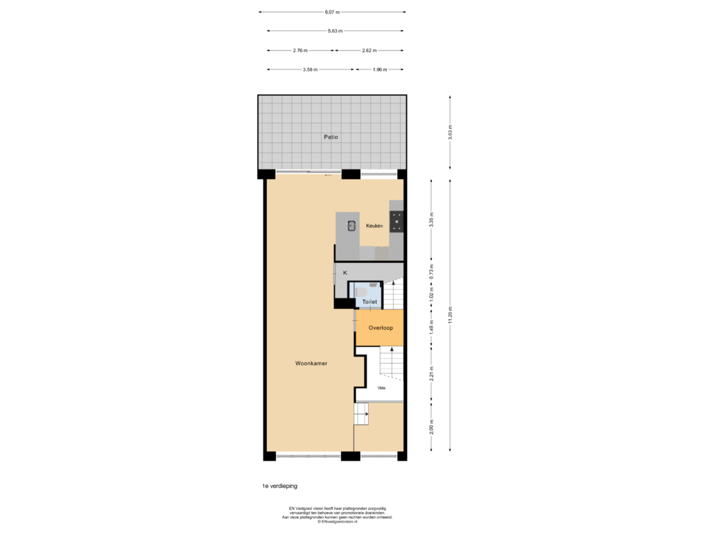 Bekijk plattegrond van 1e verdieping van Voltastraat 8