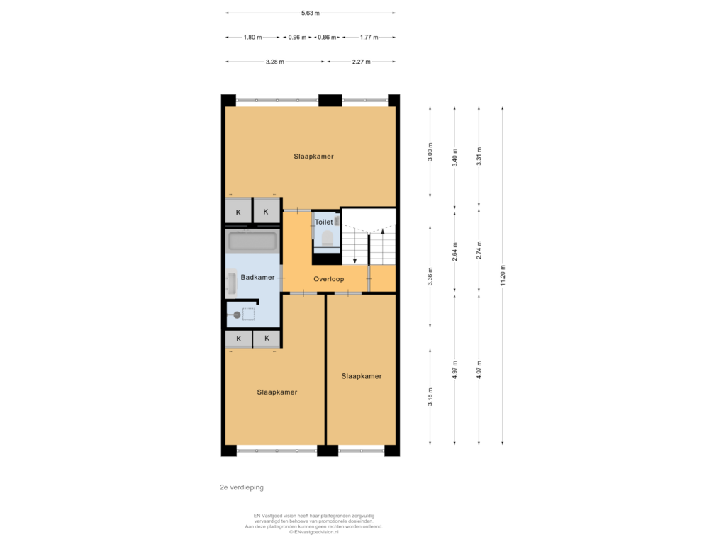 Bekijk plattegrond van 2e verdieping van Voltastraat 8