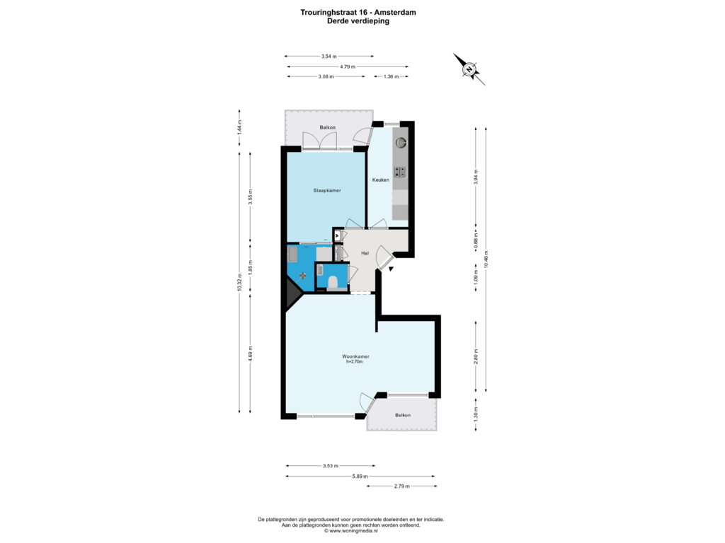 View floorplan of 3e_verd of Trouringhstraat 16-3