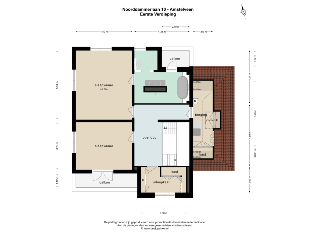 View floorplan of EERSTE VERDIEPING of Noorddammerlaan 10