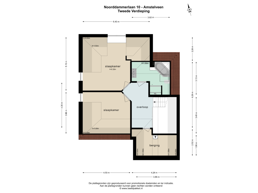 View floorplan of TWEEDE VERDIEPING of Noorddammerlaan 10