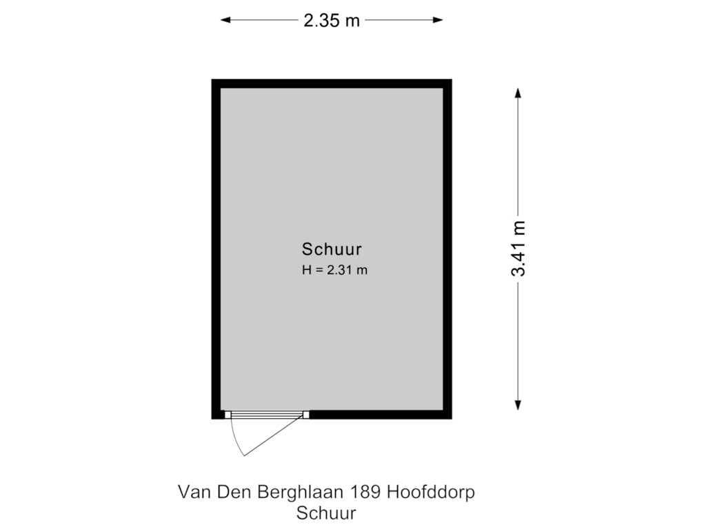 View floorplan of Schuur of Van den Berghlaan 189