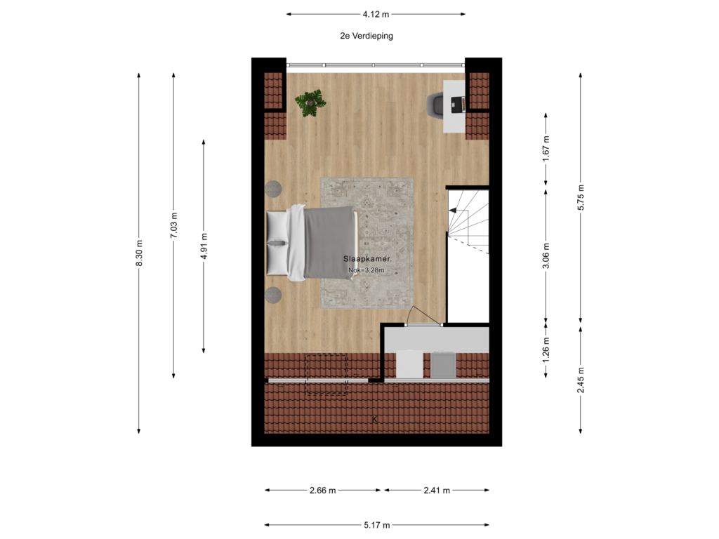 Bekijk plattegrond van 2e Verdieping van Charlotte Jacobslaan 43