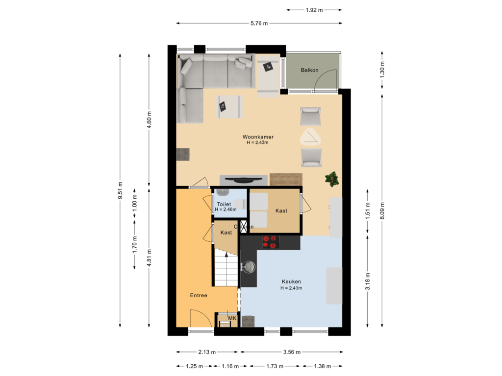 View floorplan of Begane grond of Steenakkerplein 18