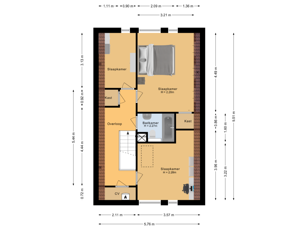 View floorplan of Eerste verdieping of Steenakkerplein 18