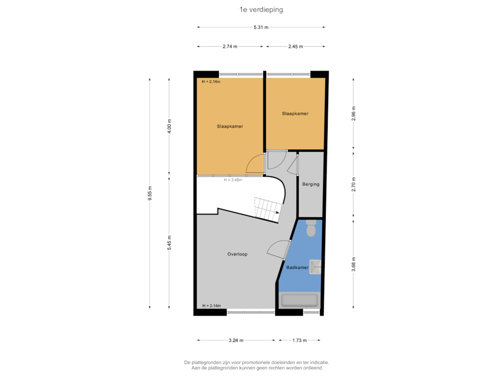 Bekijk plattegrond van 1e verdieping van Hollywoodlaan 64