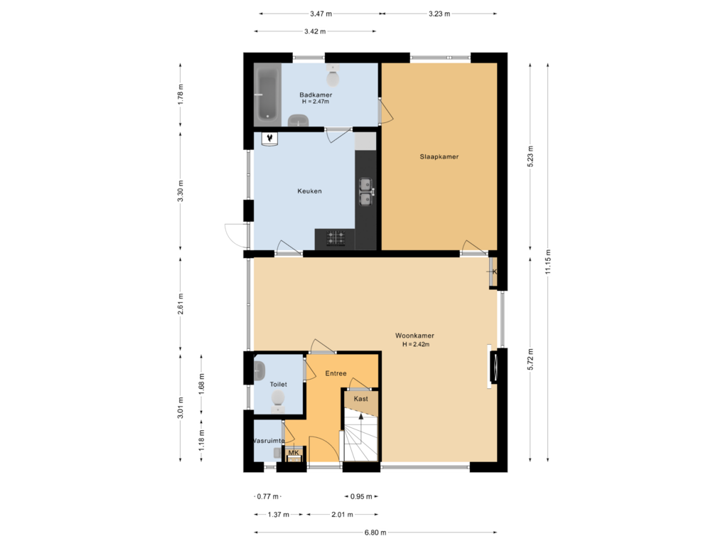 Bekijk plattegrond van Begane grond van Asterstraat 49