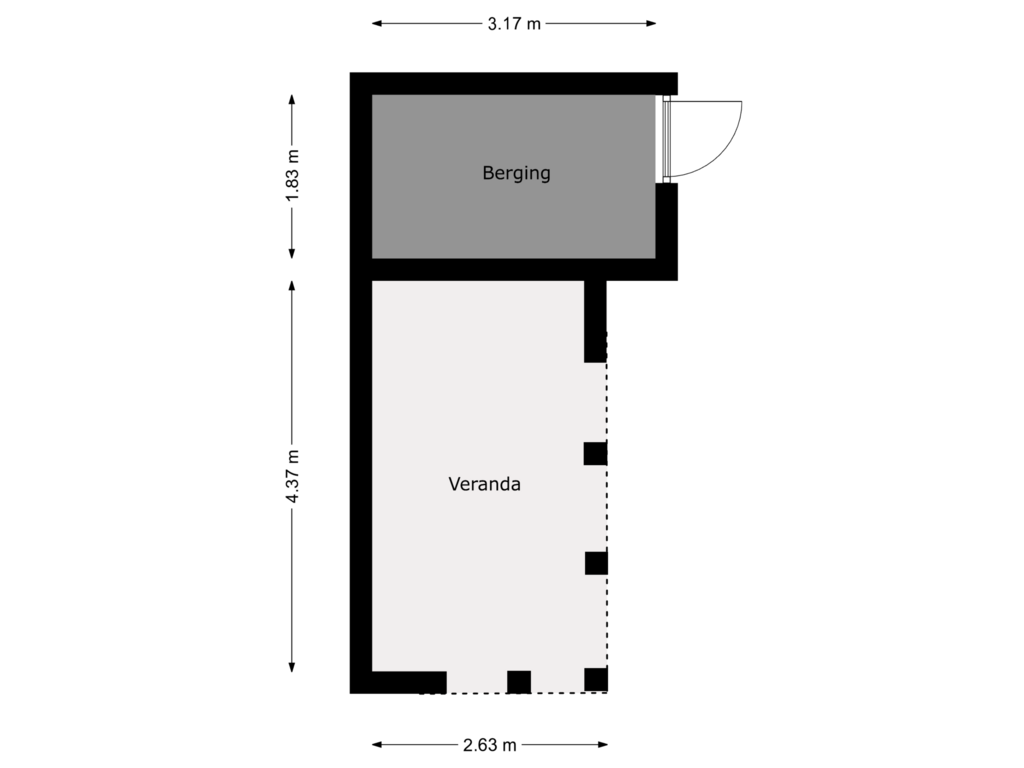 Bekijk plattegrond van berging, veranda van Iepenlaan 7