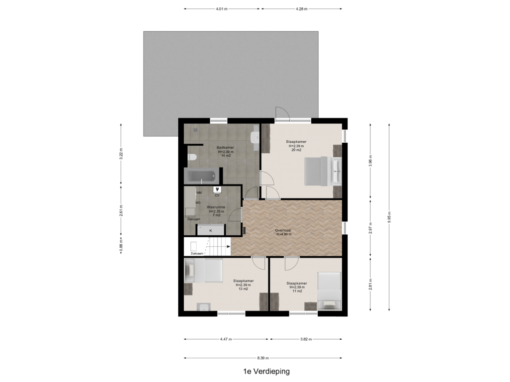 Bekijk plattegrond van 1e Verdieping van Bosbadlaantje 2