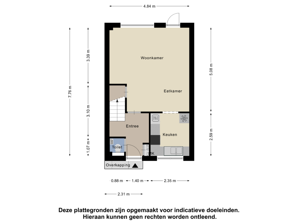 Bekijk plattegrond van Begane Grond van Stadspolderstraat 2