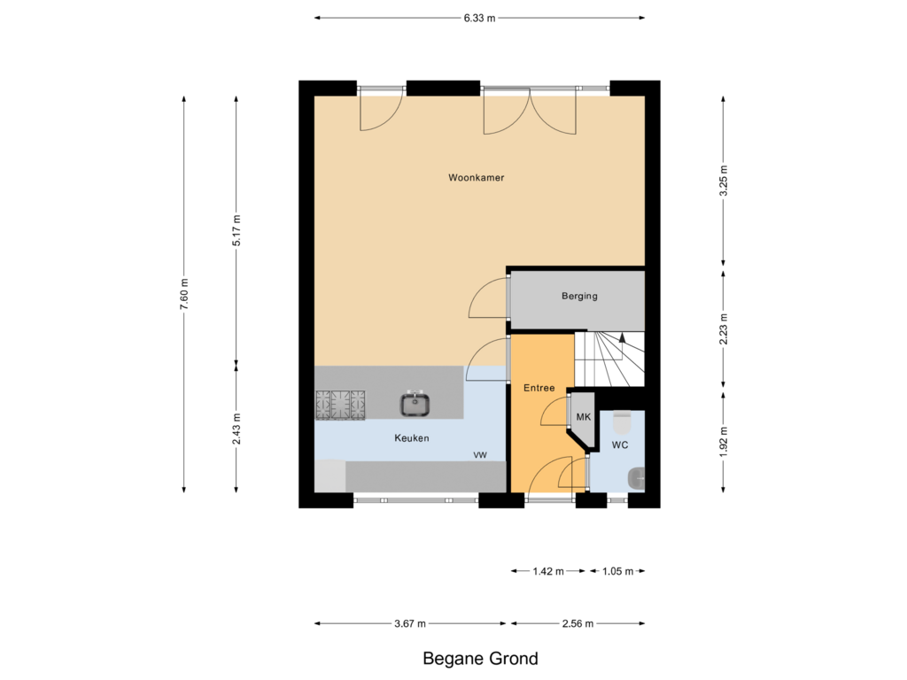 Bekijk plattegrond van Begane Grond van Hofstad 3