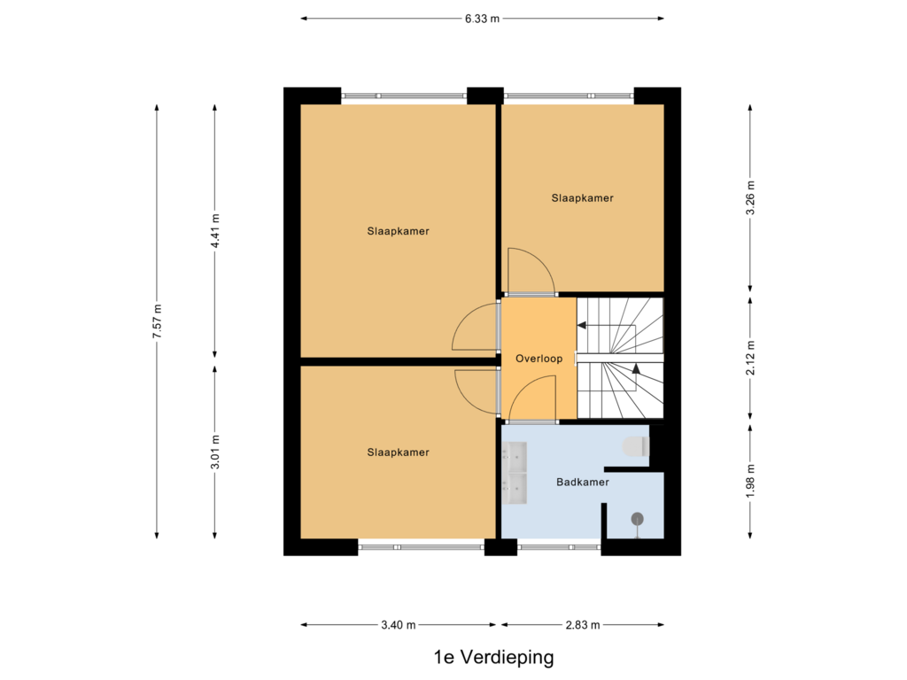 Bekijk plattegrond van 1e Verdieping van Hofstad 3