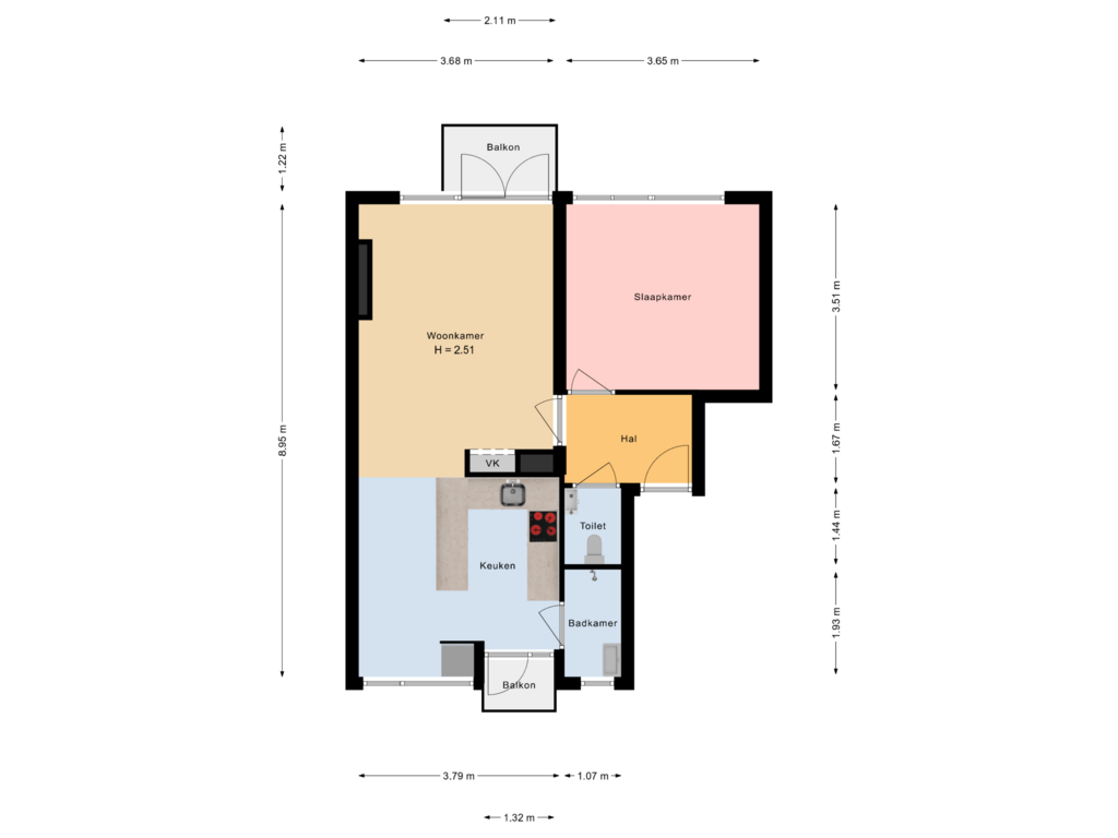 Bekijk plattegrond van appartement van Korte Hoogstraat 20-C