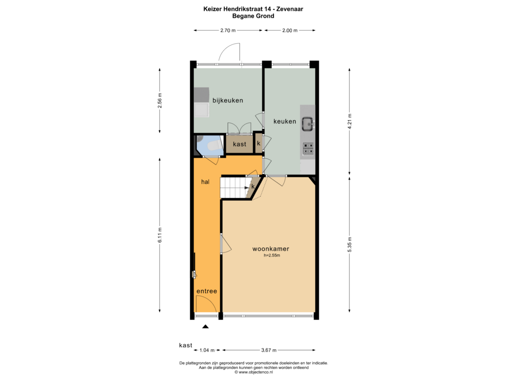 Bekijk plattegrond van BEGANE GROND van Keizer Hendrikstraat 14