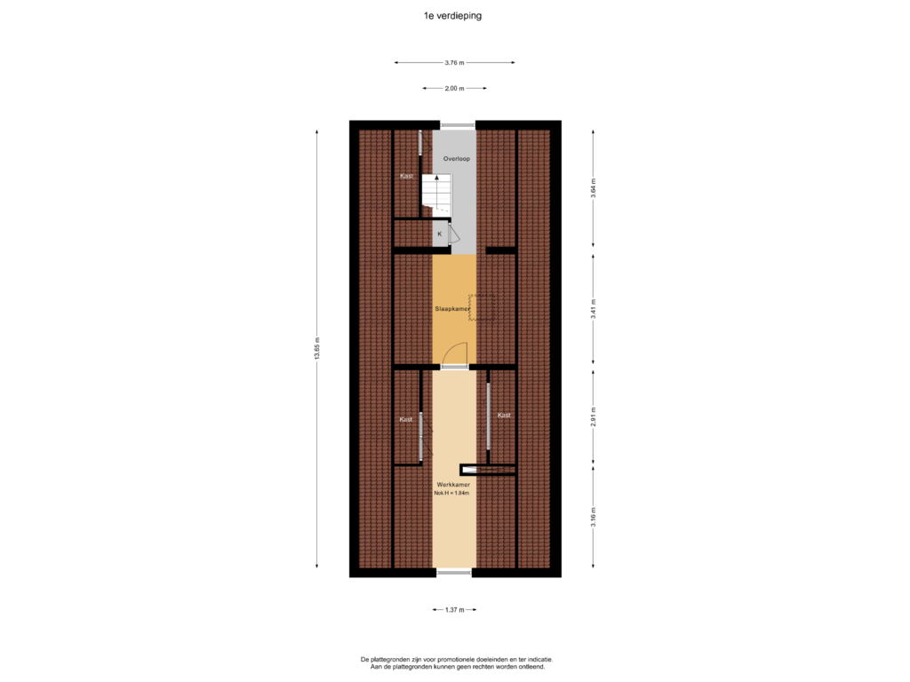 View floorplan of 1e verdieping of Horstweg 33