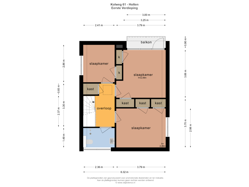 View floorplan of EERSTE VERDIEPING of Kolweg 61