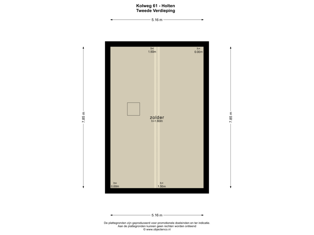 View floorplan of TWEEDE VERDIEPING of Kolweg 61