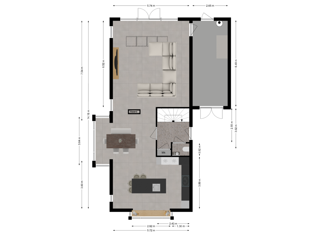 Bekijk plattegrond van Begane grond van Achtkanter 22