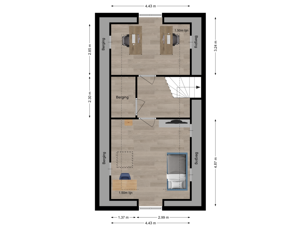 Bekijk plattegrond van Tweede verdieping van Achtkanter 22