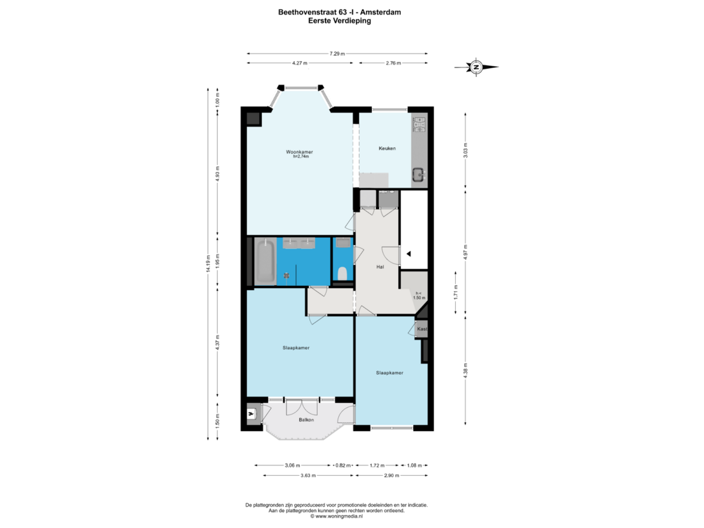 View floorplan of Eerste Verdieping of Beethovenstraat 63-1