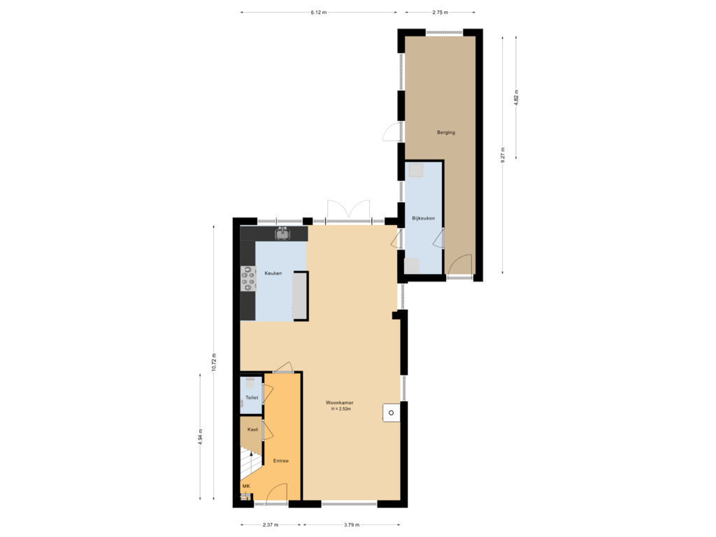 Bekijk plattegrond van Begane grond van Margrietlaan 61