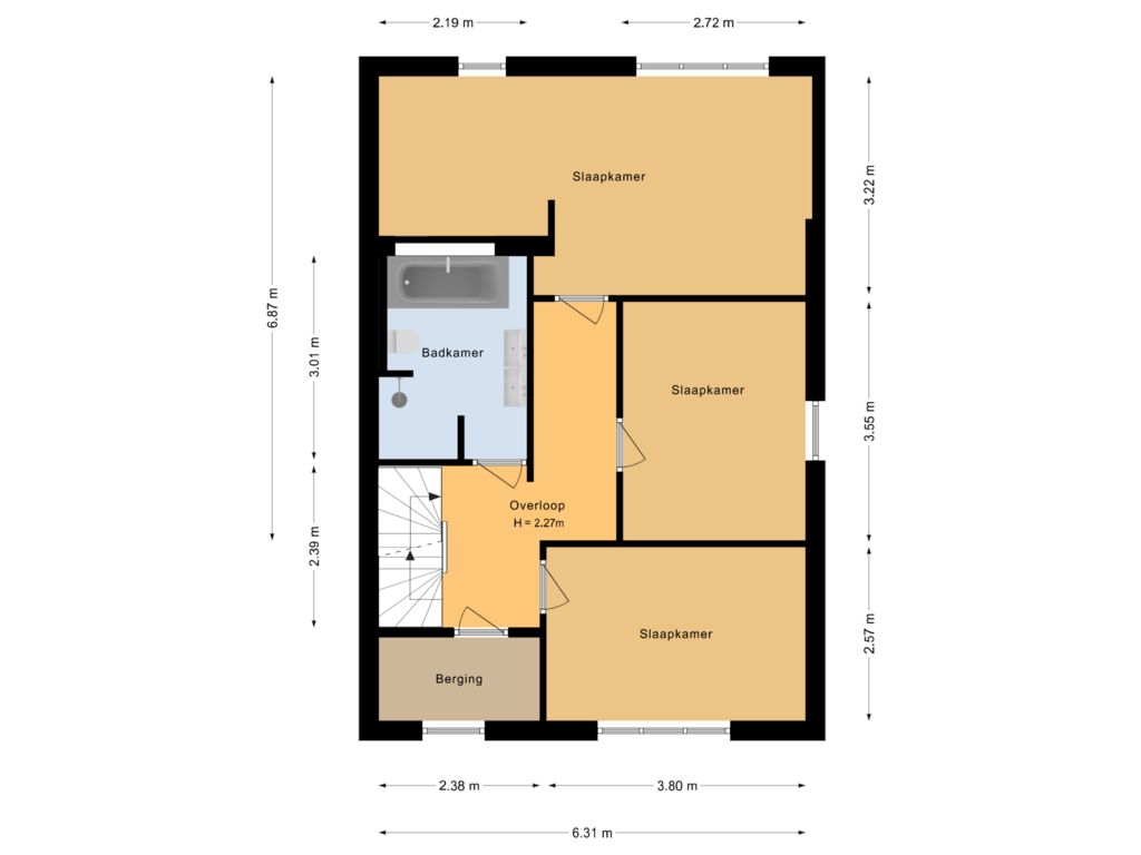 Bekijk plattegrond van Eerste verdieping van Margrietlaan 61