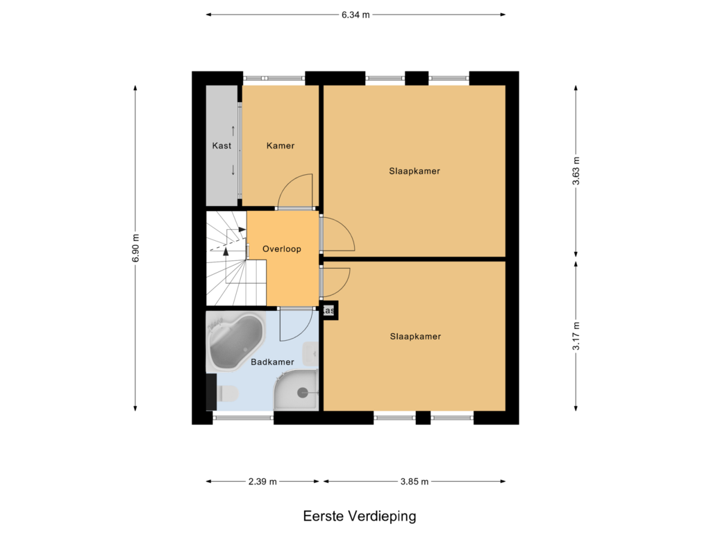 Bekijk plattegrond van Eerste Verdieping van Klaverstraat 17