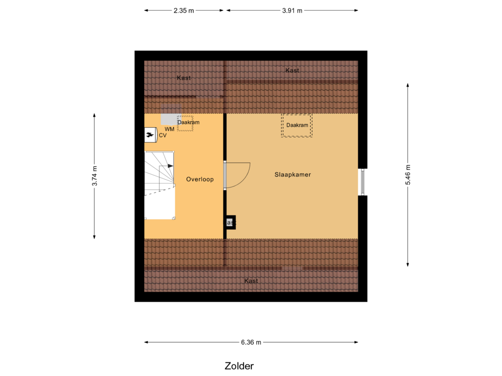 Bekijk plattegrond van Zolder van Klaverstraat 17