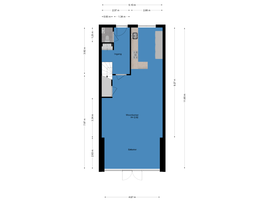 Bekijk plattegrond van Begane grond van Griendakker 11