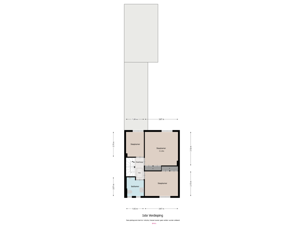 Bekijk plattegrond van Verdieping 1 van Veermanstraat 44