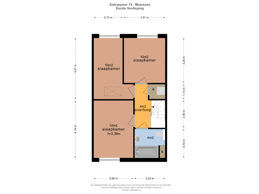 View floorplan of EERSTE VERDIEPING of Zebraspoor 74