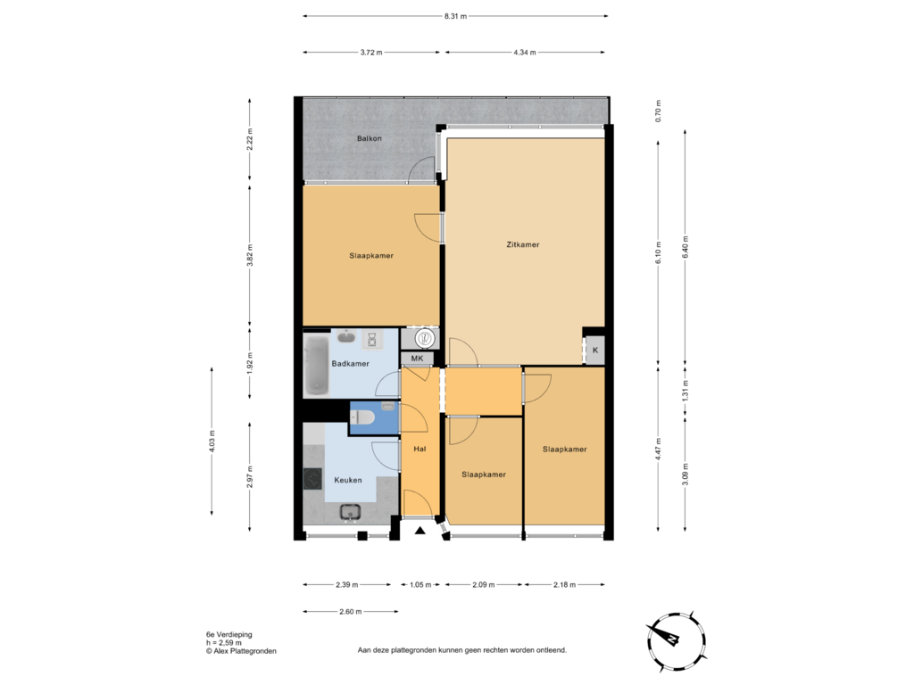 Bekijk plattegrond van 6e Verdieping van Van Adrichemstraat 337