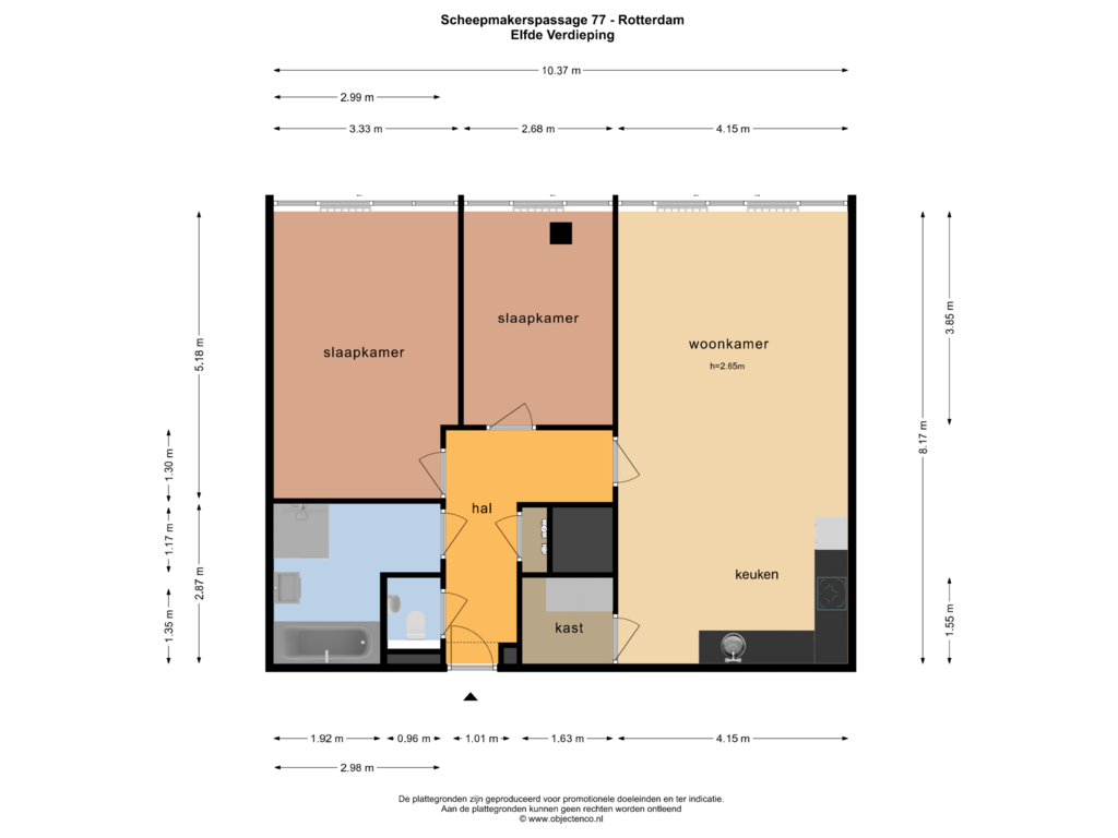 Bekijk plattegrond van ELFDE VERDIEPING van Scheepmakerspassage 77