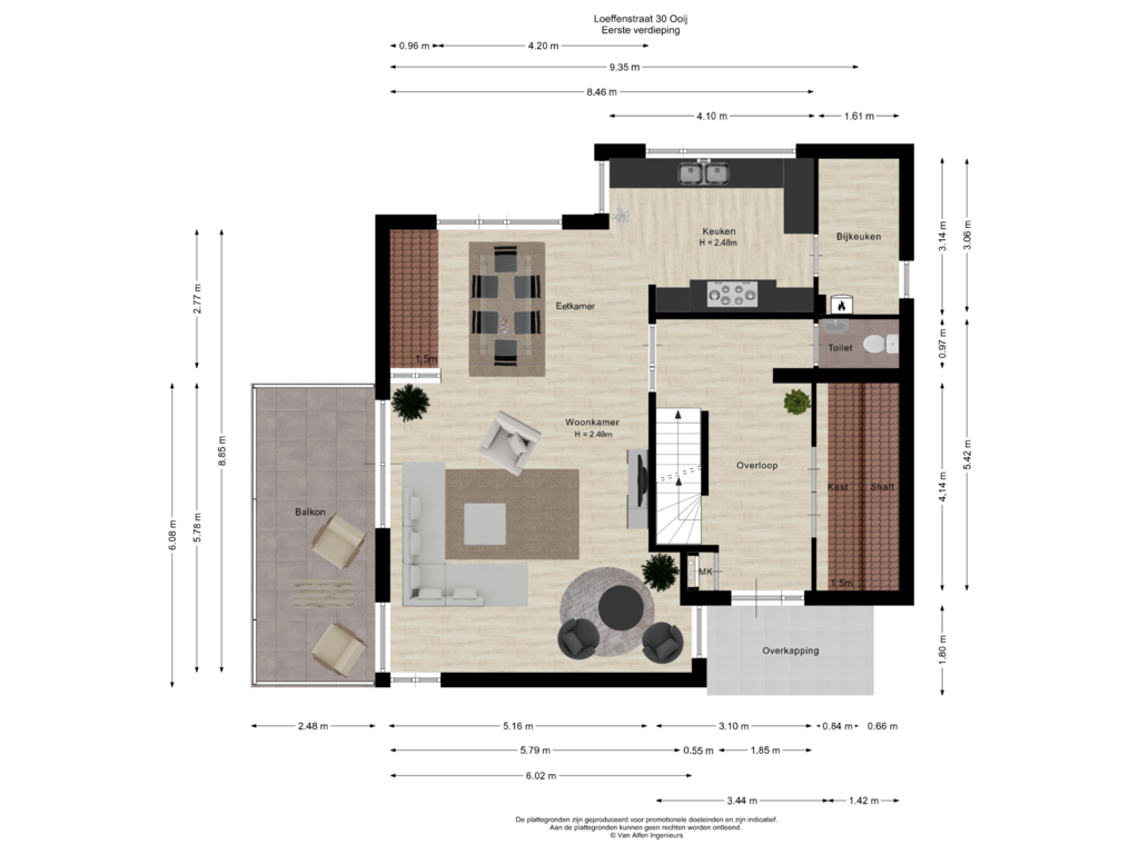 Bekijk plattegrond van Eerste verdieping van Loeffenstraat 30