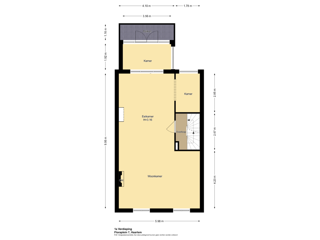 View floorplan of 1e Verdieping of Floraplein 7