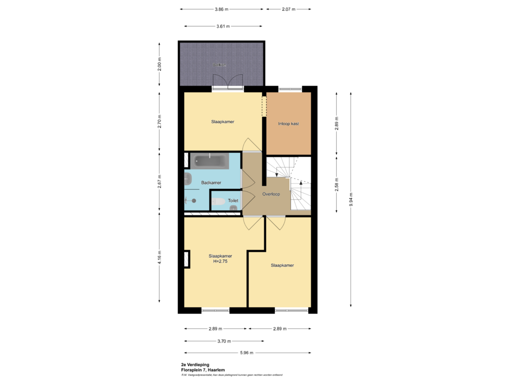 View floorplan of 2e Verdieping of Floraplein 7