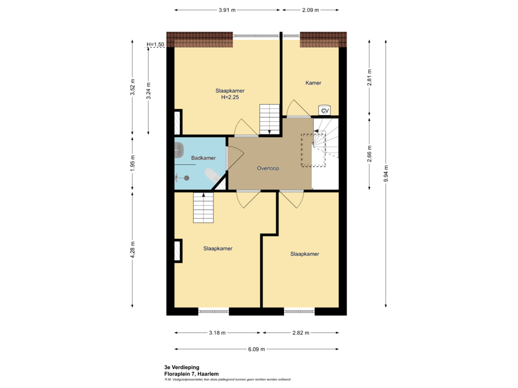 View floorplan of 3e Verdieping of Floraplein 7