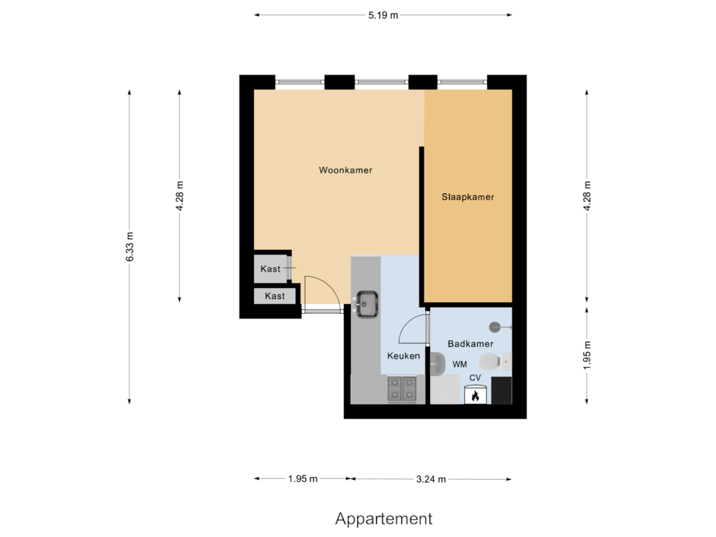 Bekijk plattegrond van Appartement van Jacob van Lennepstraat 54-2V