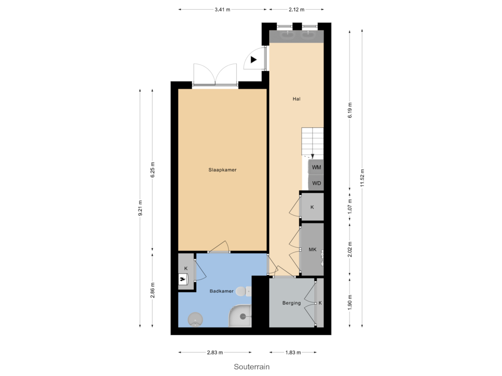 Bekijk plattegrond van Souterrain van Grindweg 40