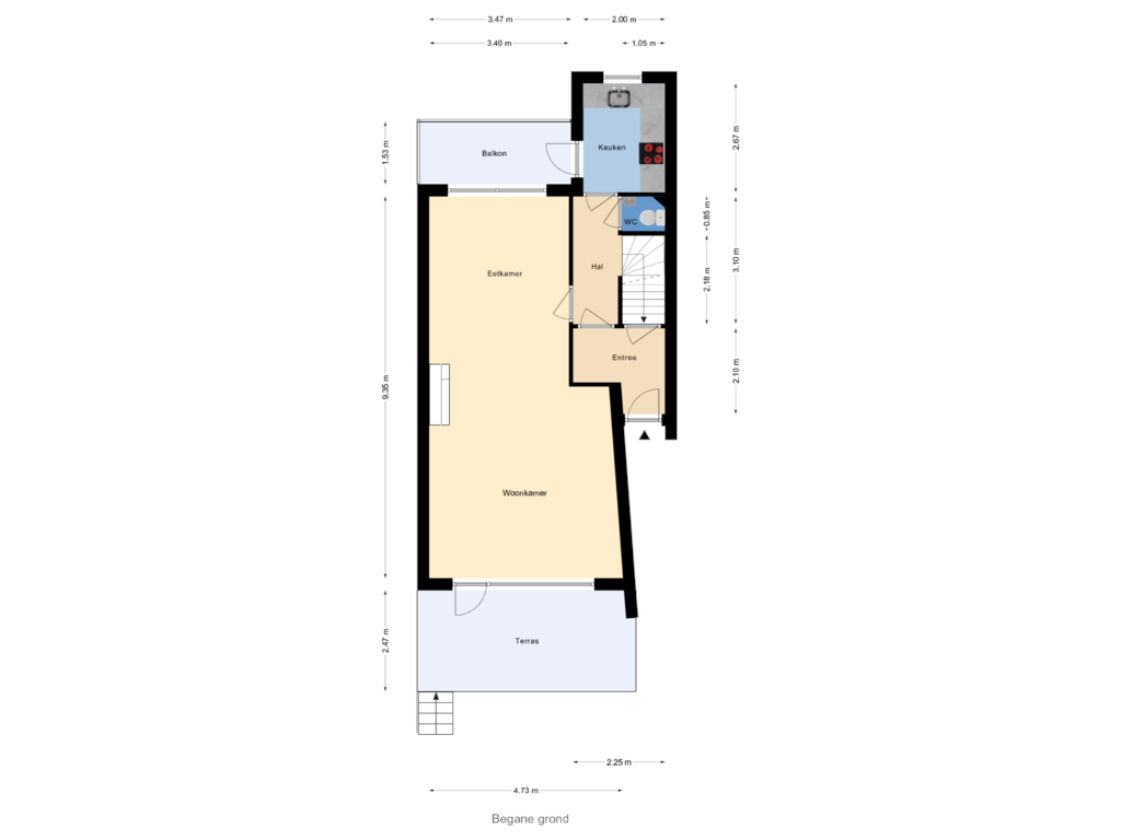 Bekijk plattegrond van Begane  Grond van Grindweg 40